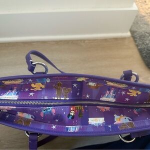 Purple Tote Bag with Cartoon Print